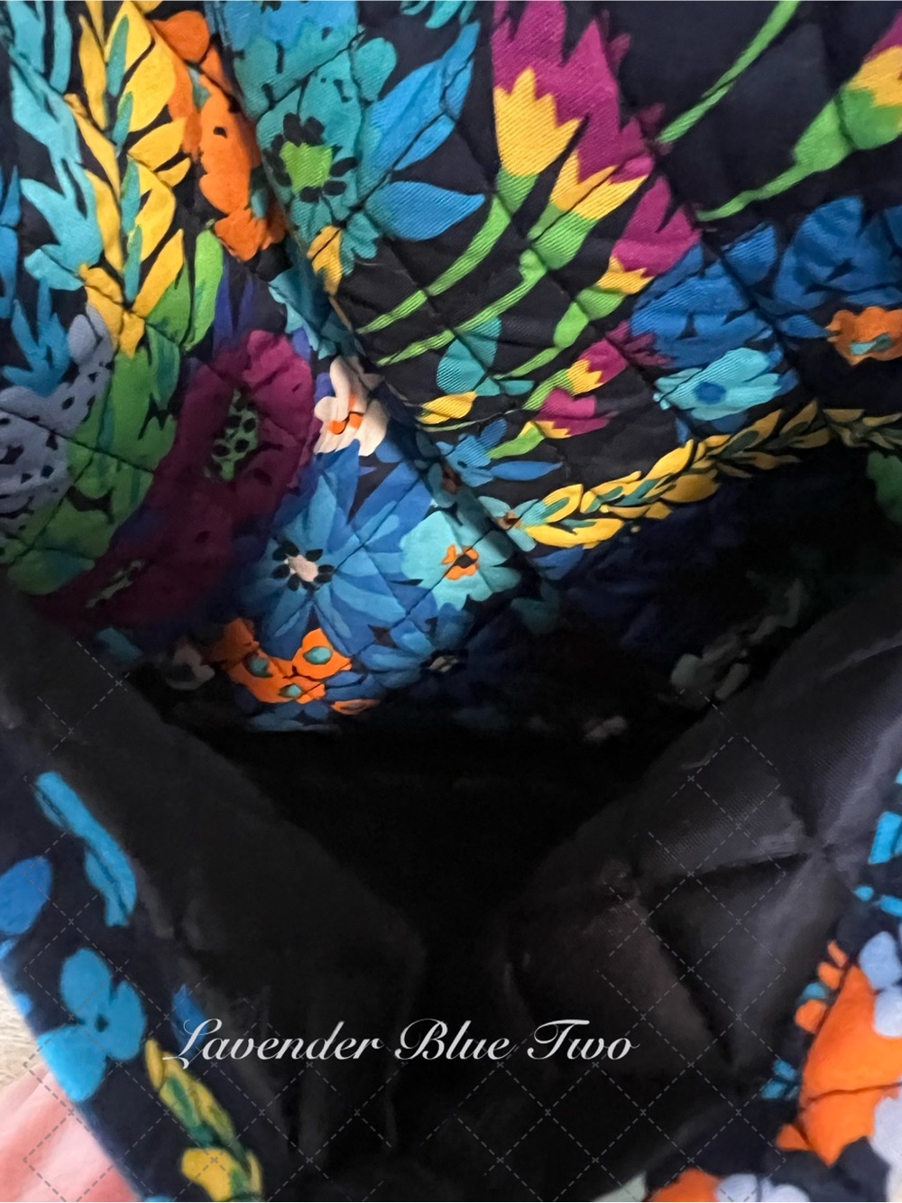 VERA BRADLEY Midnight Floral 2013 XL Duffle Bag Navy Turquoise Lightweight Y2K - Picture 8 of 15